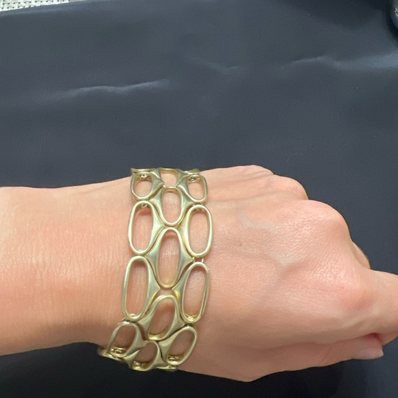 Fossil Gold Tone Oval Open Work Metal Bracelet Vintage - Picture 5 of 5